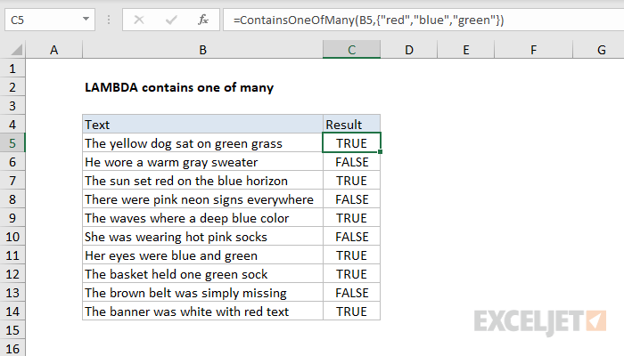 Lambda Contains One Of Many Excel Formula Exceljet 7936